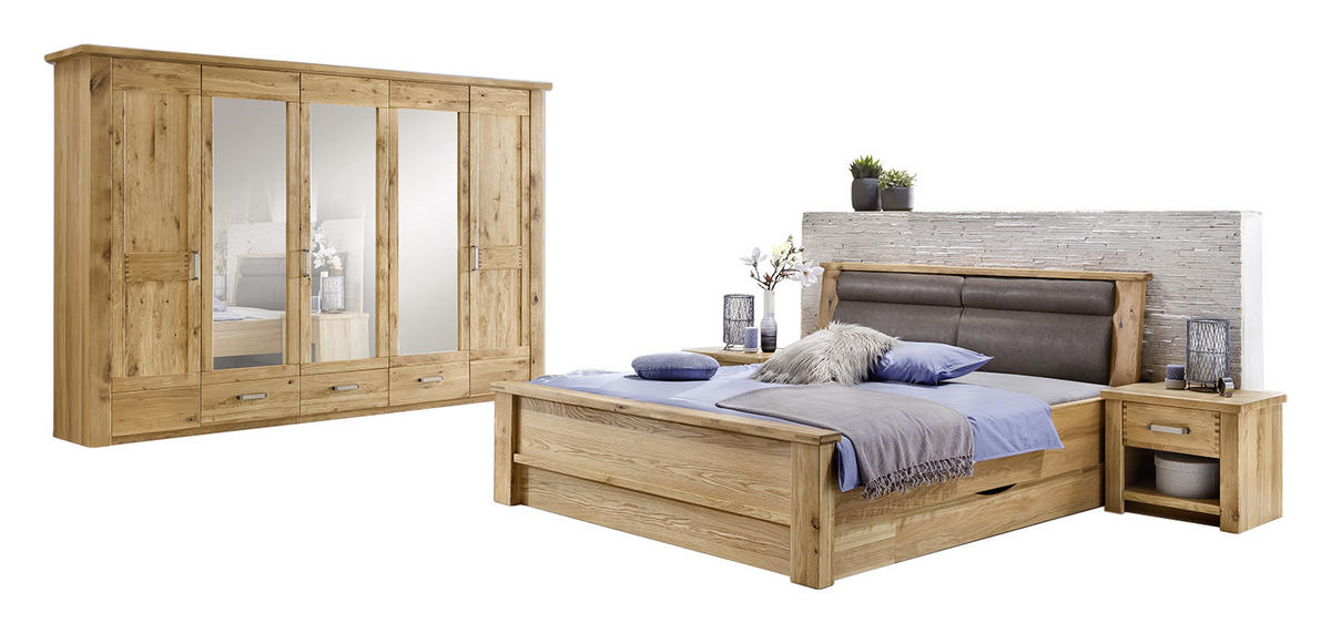 SCHLAFZIMMER Braun, Eichefarben  - Eichefarben/Braun, KONVENTIONELL, Glas/Holz (180/200cm) - Landscape