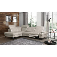 ECKSOFA  in Lederlook Echtleder Platinfarben  211/264 cm  - Platinfarben/Schwarz, Design, Leder/Textil (211/264cm) - Livetastic