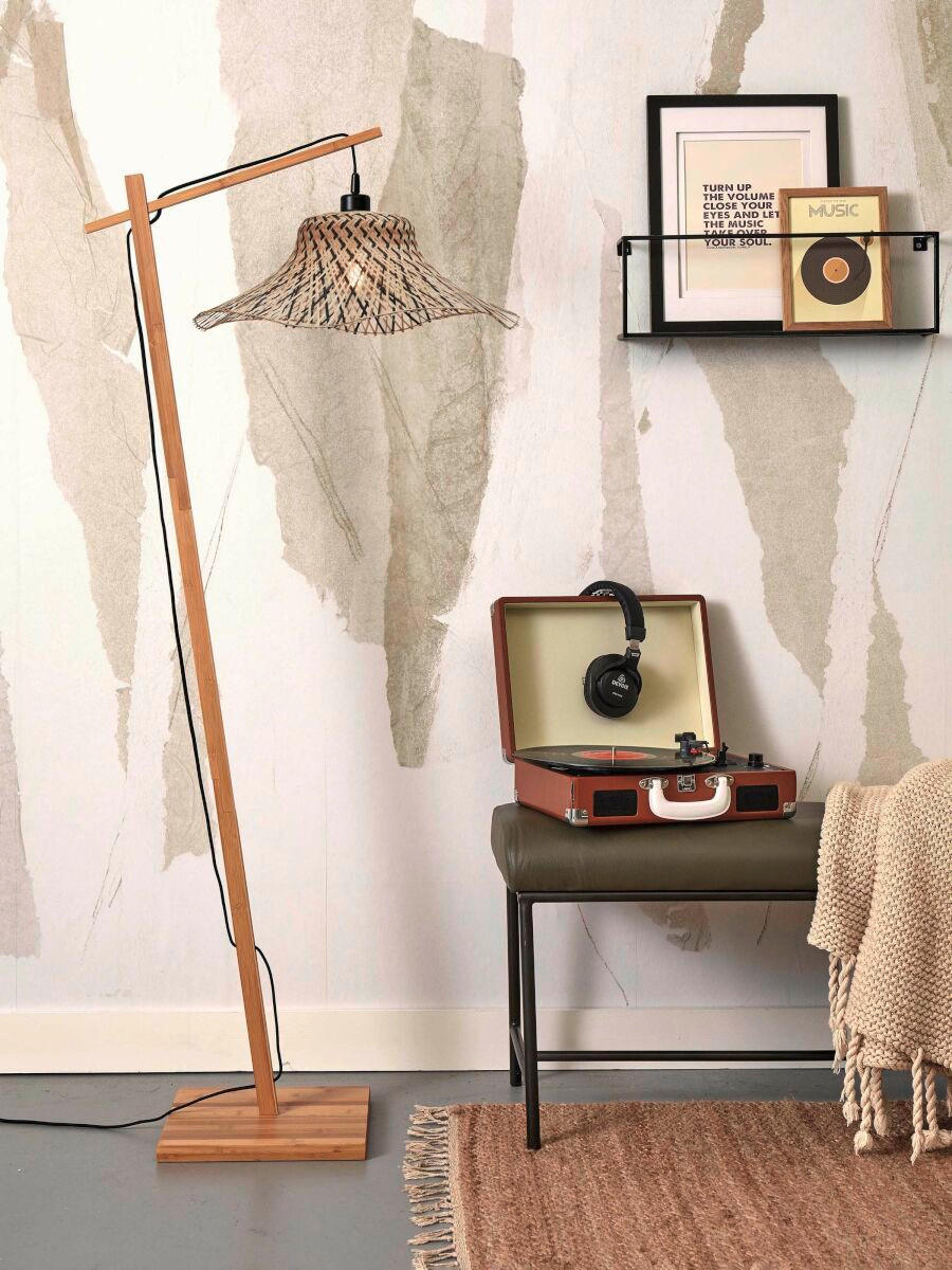 GOLVLAMPA GOOD&MOJO  77/50/150 cm    - svart/naturfärgad, Trend (77/50/150cm) - Good & Mojo