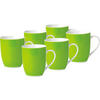 KAFFEEBECHERSET VARIO 6-teilig  - Weiß/Grün, Basics, Keramik (11/10/8cm) - Van Well
