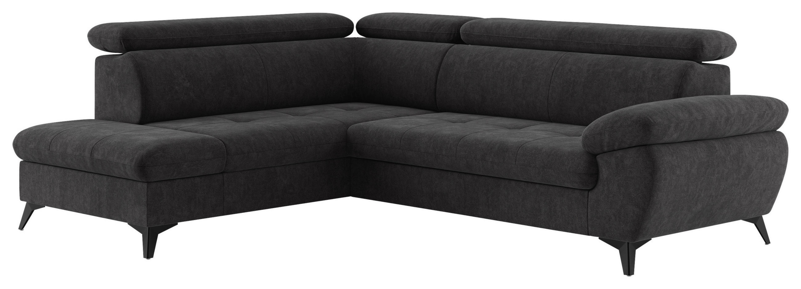 Thumbnail - Mid.you Ecksofa, Dunkelgrau, Textil, 5-Sitzer, Ottomane links, L-Form, 265x207 cm, Made in EU, Stoffauswahl, Rücken echt...