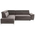 ECKSOFA Taupe Mikrofaser  - Taupe/Chromfarben, KONVENTIONELL, Textil/Metall (206/271cm) - Carryhome