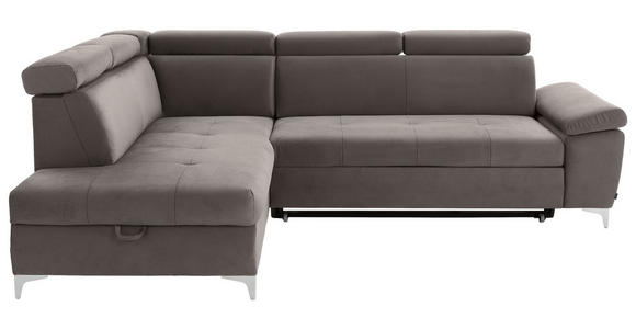 ECKSOFA Taupe Mikrofaser  - Taupe/Chromfarben, KONVENTIONELL, Textil/Metall (206/271cm) - Carryhome