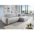 ECKSOFA Grau Flachgewebe Zierkissen, Rückenkissen, Bettkasten, Schlaffunktion, Rücken echt, Liegefläche im Originalstoff  - Schwarz/Grau, KONVENTIONELL, Kunststoff/Textil (145/285cm) - Carryhome