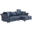 ECKSOFA Blau Chenille  - Blau/Schwarz, KONVENTIONELL, Textil/Metall (291/153cm) - Hom`in