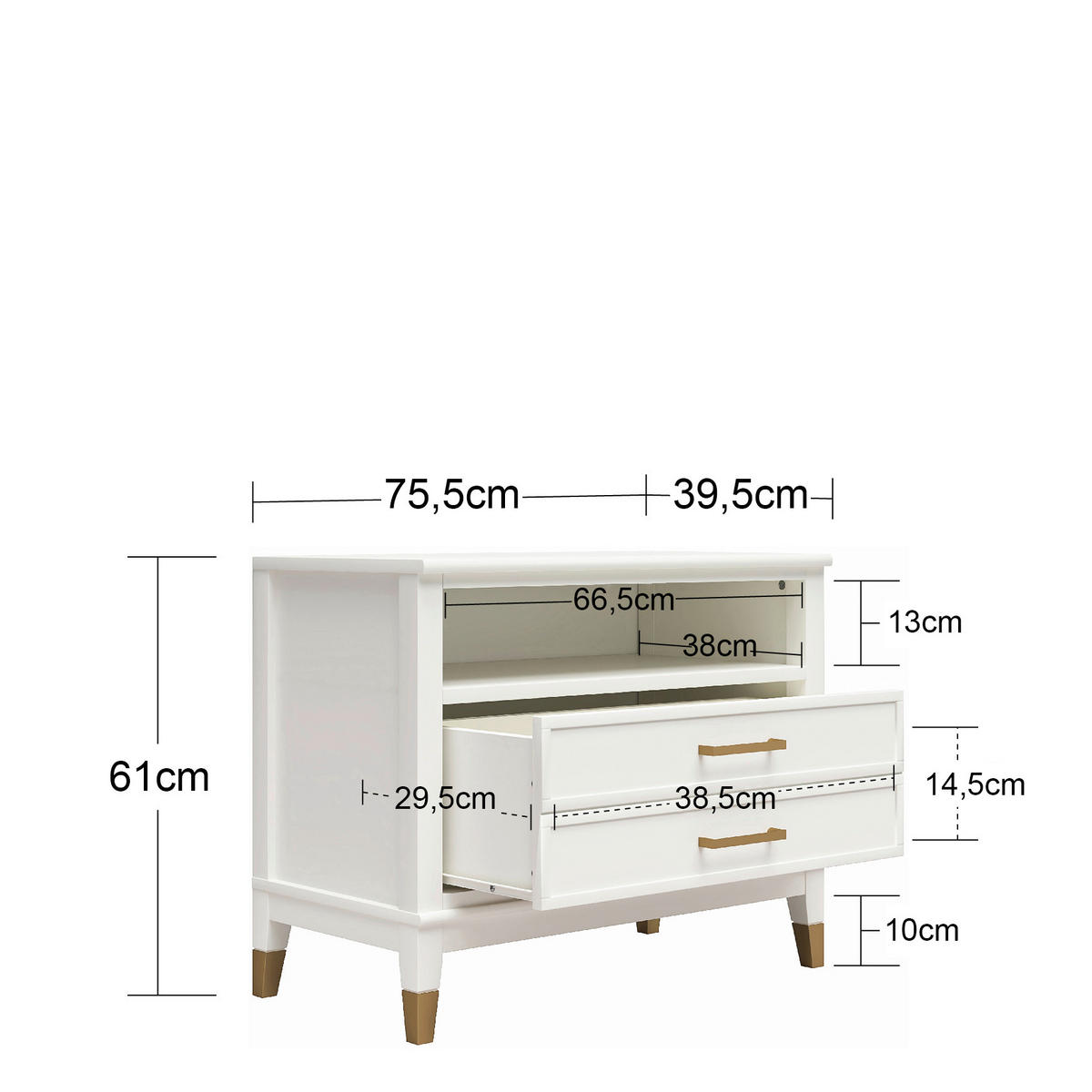 NACHTTISCH 76/61/40 cm  - Messingfarben/Grün, Design, Holzwerkstoff/Metall (76/61/40cm) - MID.YOU