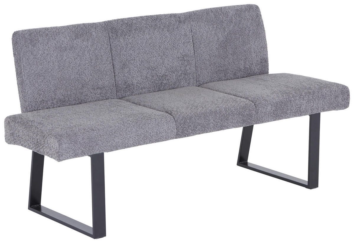 SITZBANK in Metall, Textil Grau  - Schwarz/Grau, Modern, Textil/Metall (166/82/61cm) - MID.YOU