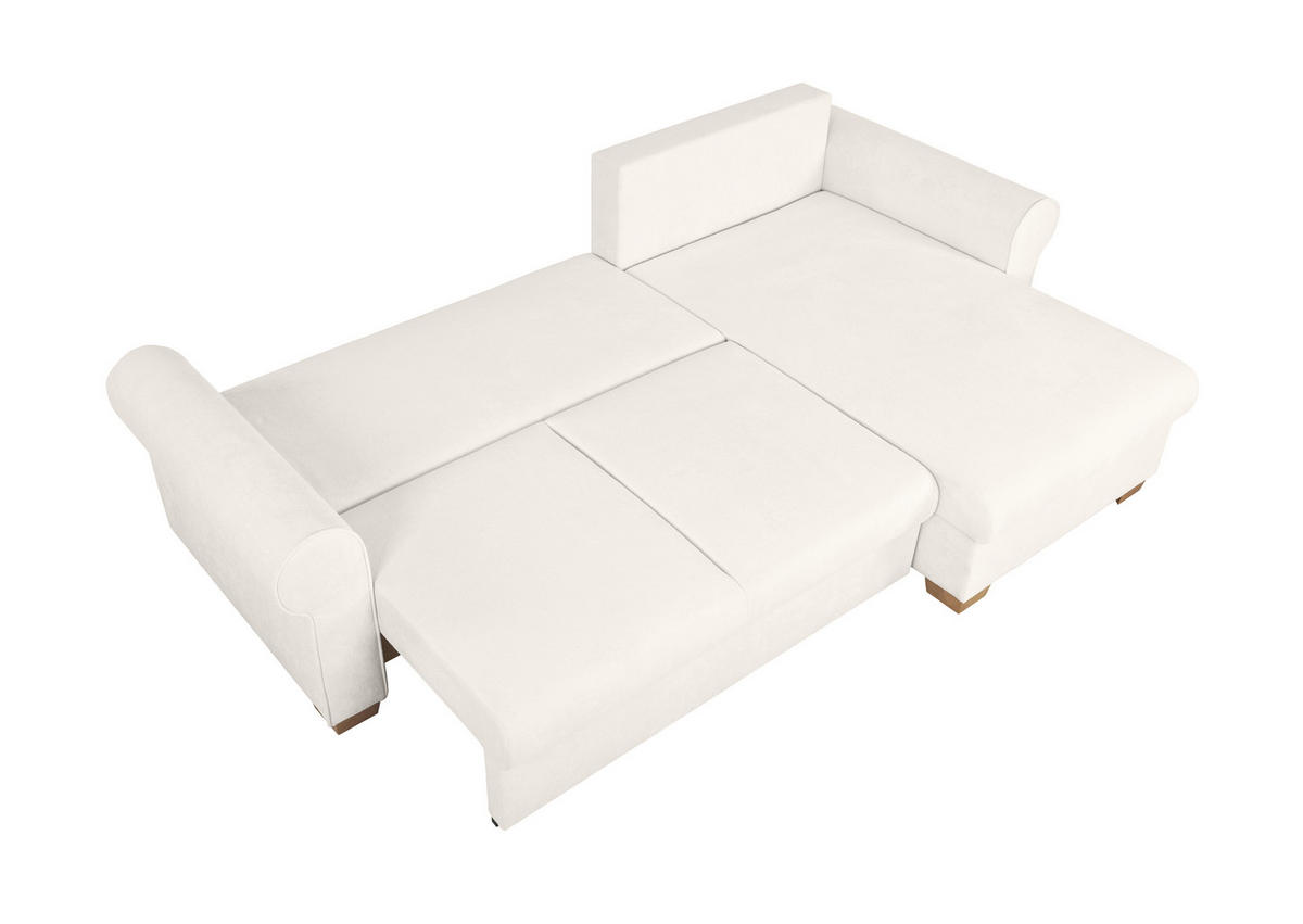 ECKSOFA in Creme  - Buchefarben/Creme, Design, Holz/Textil (266/161cm) - MID.YOU