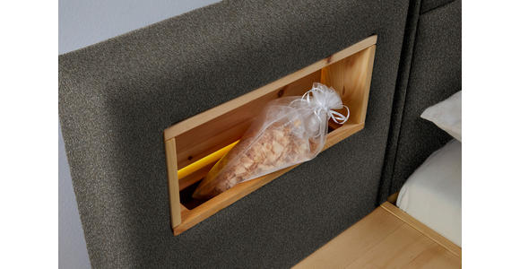BETT 160/200 cm in Zirbelkieferfarben, Greige - Greige/Zirbelkieferfarben, Natur, Holz/Textil (160/200cm) - Valnatura