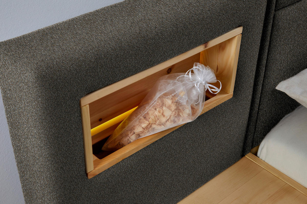 BETT 180/200 cm  in Zirbelkieferfarben, Dunkelbraun  - Zirbelkieferfarben/Dunkelbraun, Natur, Holz/Textil (180/200cm) - Valnatura