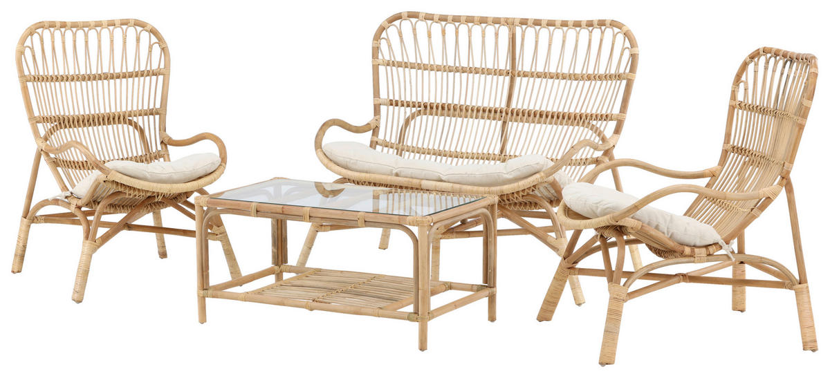 LOUNGEGARNITUR Rattan  - Braun, KONVENTIONELL, Holz - Gardenson