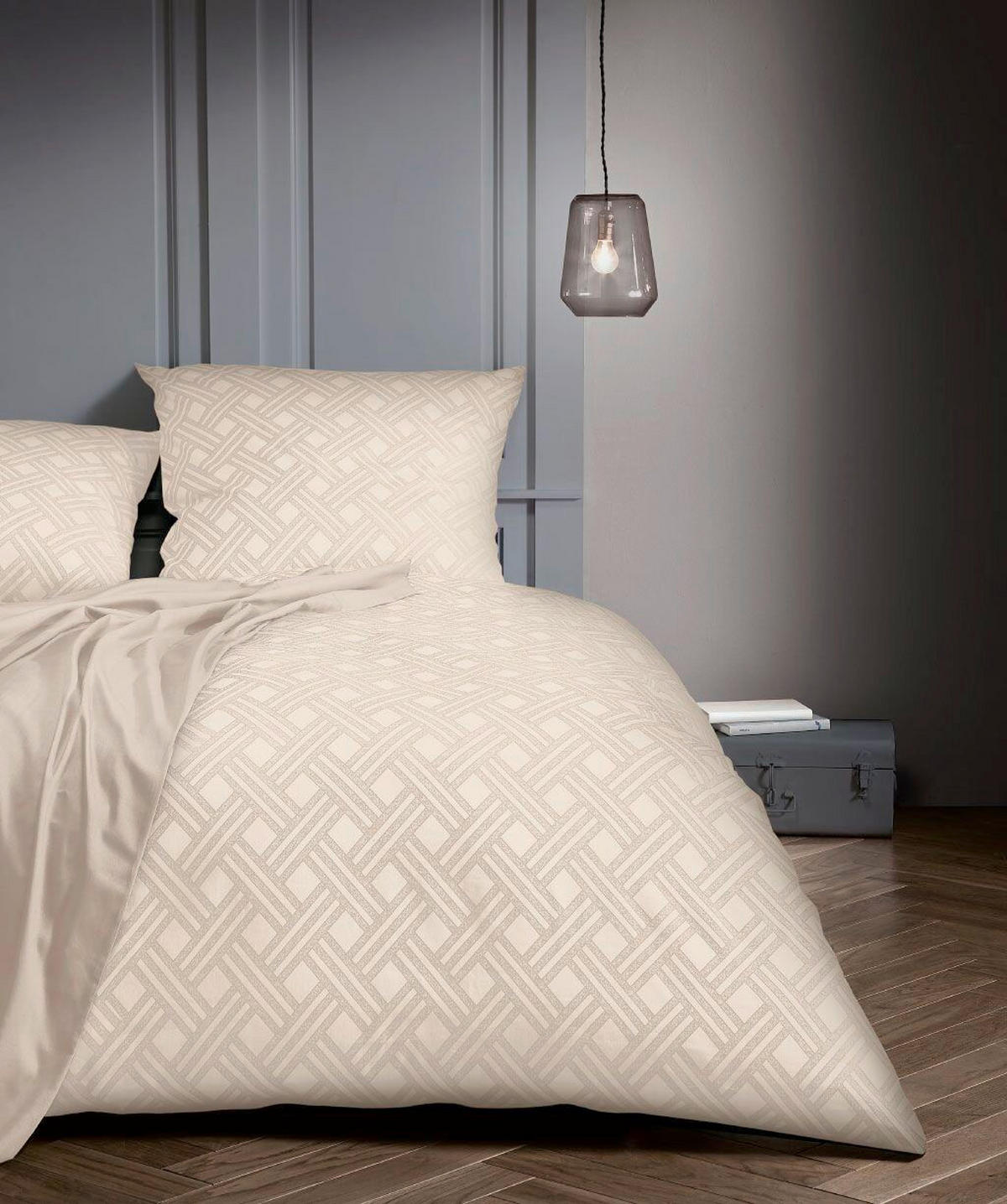 BETTWÄSCHESET Black Premium Damast Damast 160/210 cm  65 cm/100 cm  - Creme, Basics, Textil (160/210cm) - Fleuresse