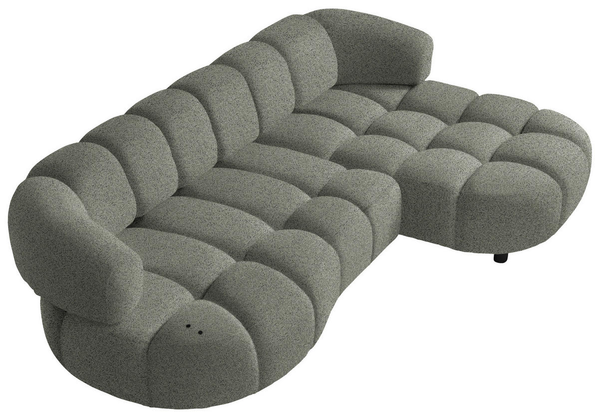 ECKSOFA Graubraun Webstoff  - Graubraun/Schwarz, Design, Holz/Textil (284/183cm) - Welnova