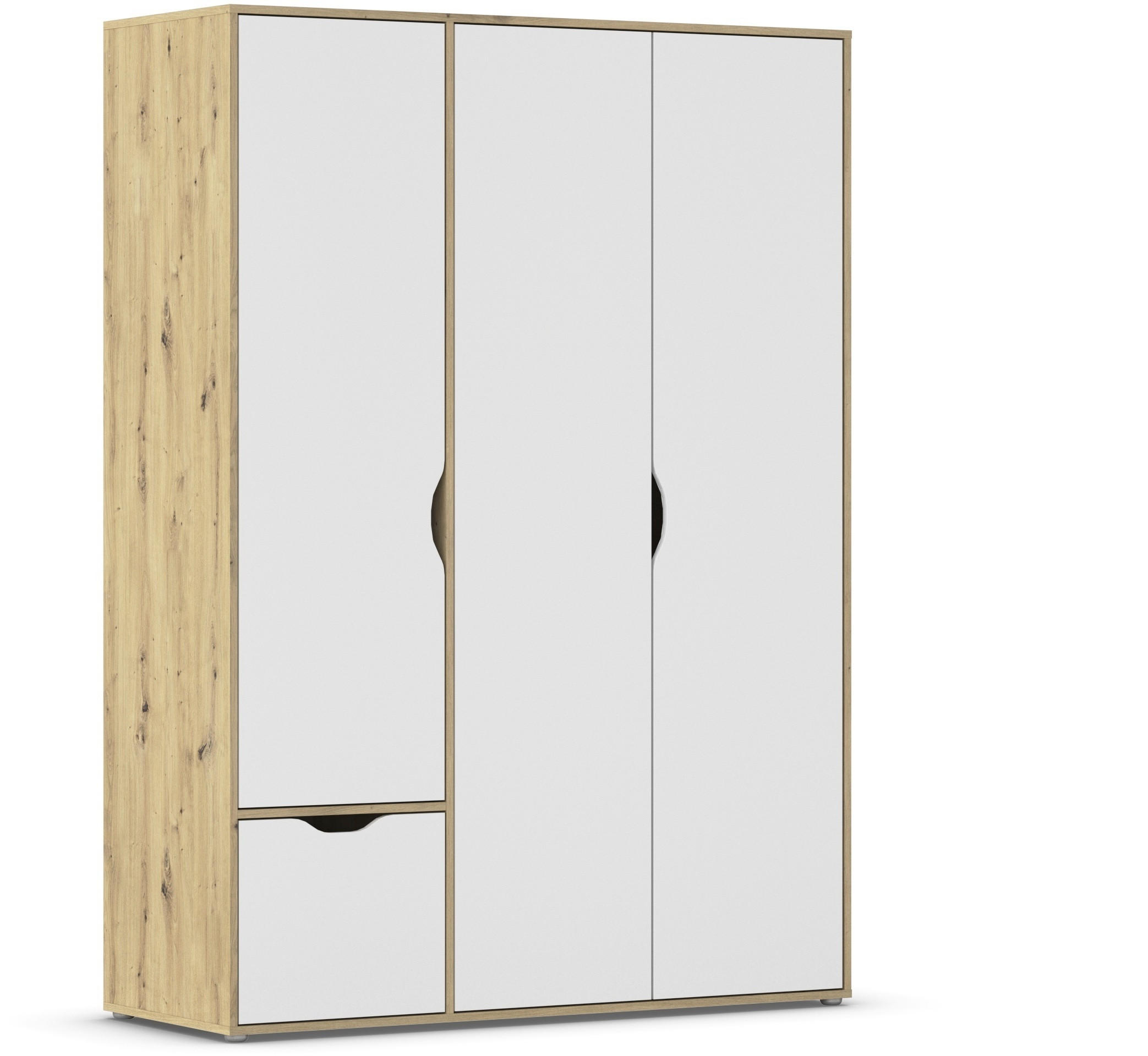 DREHTÜRENSCHRANK 140/194/53 cm 3-türig Weiß, Eiche Artisan  - Weiß/Eiche Artisan, Basics, Holzwerkstoff (140/194/53cm) - Boxxx