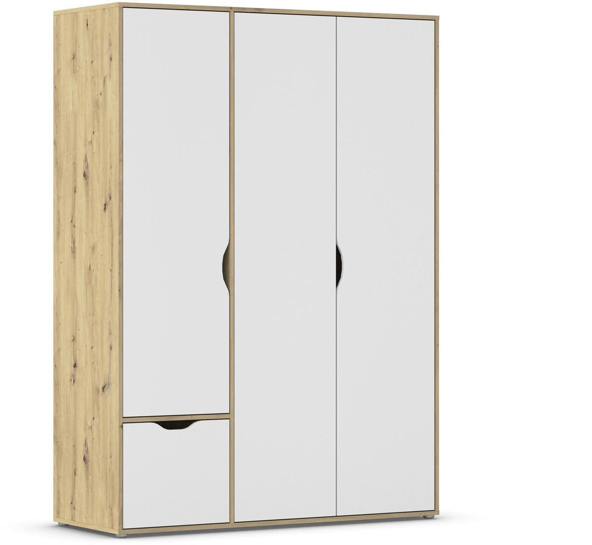 DREHTÜRENSCHRANK in Weiss, Eiche Artisan  - Weiss/Eiche Artisan, Basics, Holzwerkstoff (140/194/53cm) - Boxxx