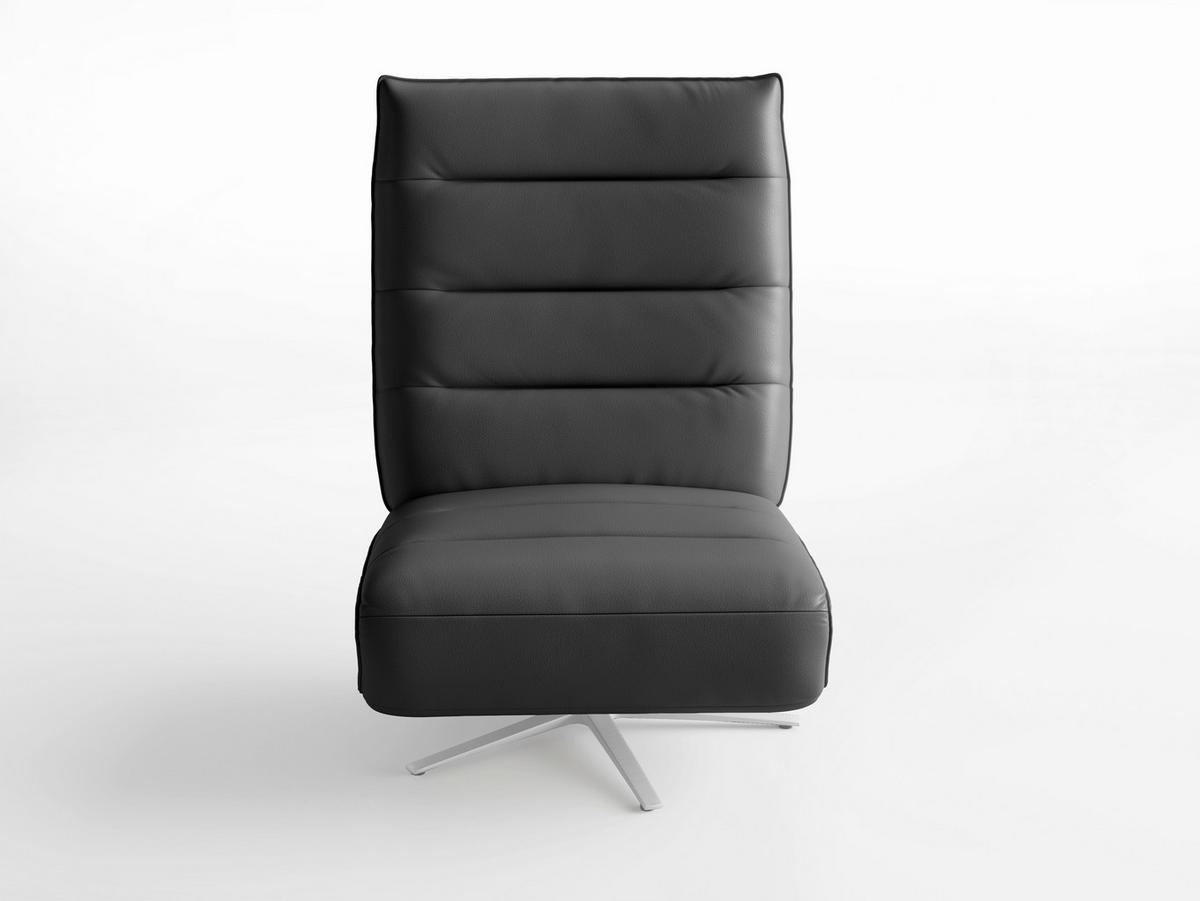 RELAXSESSEL Leder Schwarz  - Silberfarben/Schwarz, Basics, Leder/Metall (80/109/98cm) - Sit & More