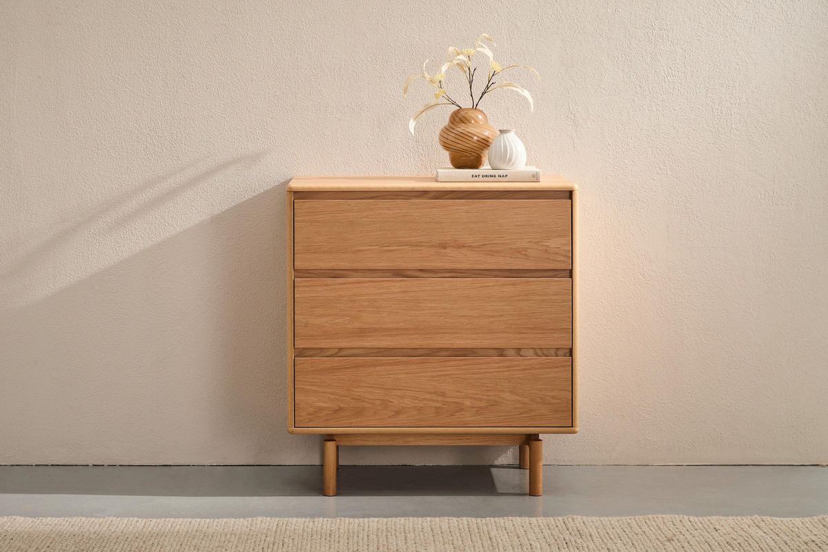 KOMMODE , 80/85,5/40 cm, 3 Schublade(n)  - Naturfarben, Design, Holz/Holzwerkstoff (80/85,5/40cm) - MID.YOU