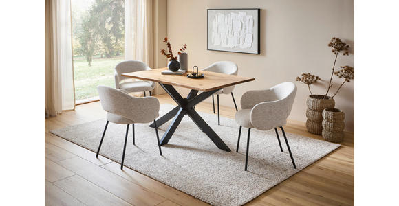 ESSTISCH 140/80/76 cm Echtholz  Holz, Metall rechteckig Eichefarben  - Eichefarben/Schwarz, LIFESTYLE, Holz/Metall (140/80/76cm) - Linea Natura