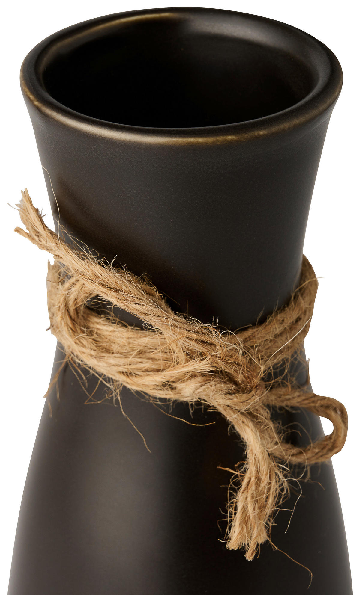 VASE 20  cm  - Schwarz/Naturfarben, Basics, Keramik/Textil (8,5/20cm) - Ambia Home