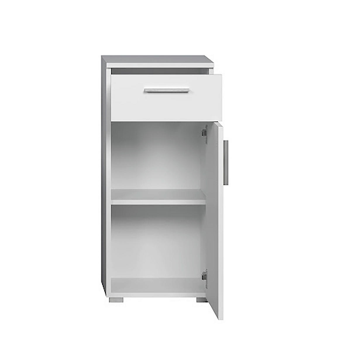 MIDISCHRANK 37/83/31 cm  - Weiß Hochglanz/Silberfarben, Trend, Holzwerkstoff/Kunststoff (37/83/31cm) - MID.YOU