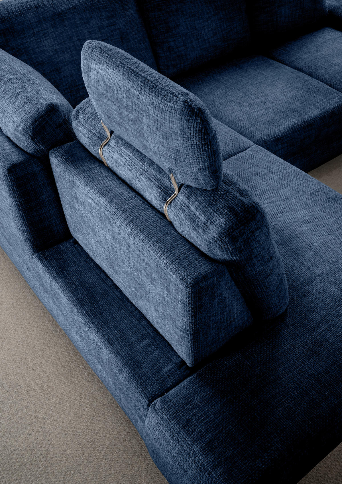 ECKSCHLAFSOFA in Struktur Blau  - Wildeiche/Blau, Modern, Holz/Textil (206/265cm) - Livetastic