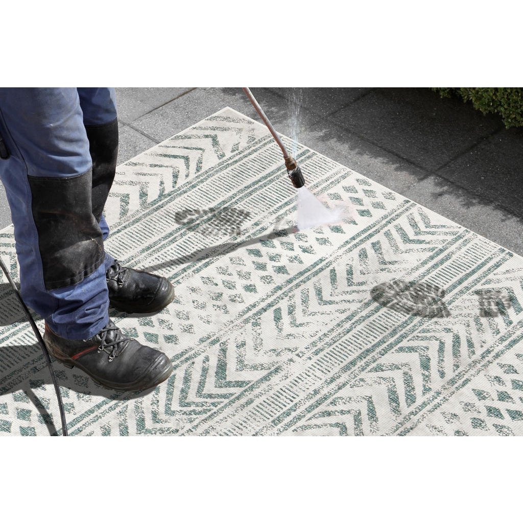 Thumbnail - Xxxl Outdoorteppich Twin Supreme, Creme, Grün, Kunststoff, geometrisch, rechteckig, 80x150 cm, Oeko-Tex® Standard 100, f...