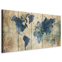 LEINWANDBILD Weltkarte Blau, Beige  - Blau/Beige, Basics, Holzwerkstoff/Textil (200/80/1.2cm) - artgeist