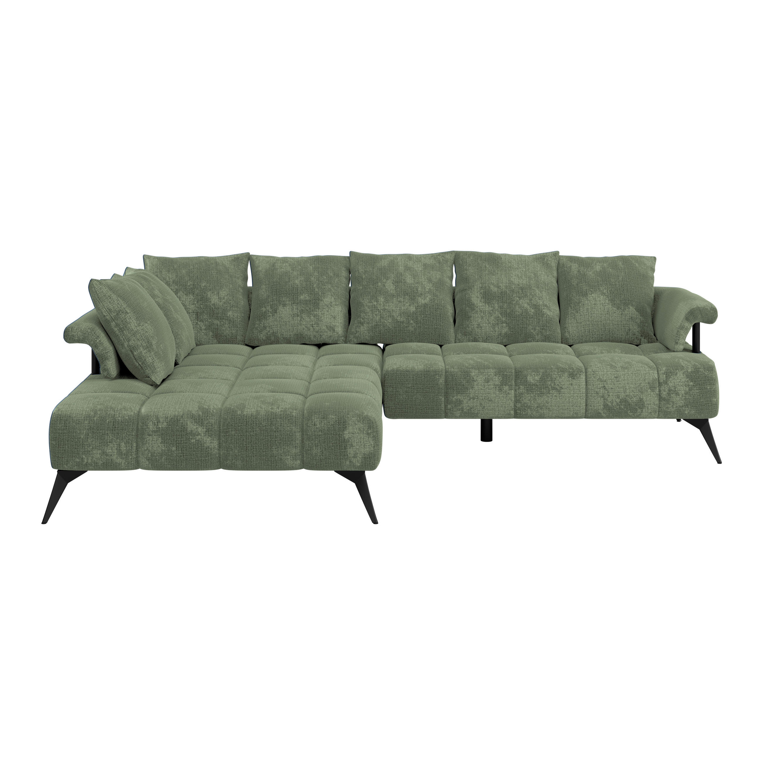 ECKSOFA in Flachgewebe Mintgrün  - Schwarz/Mintgrün, Modern, Kunststoff/Textil (200/297cm) - Livetastic