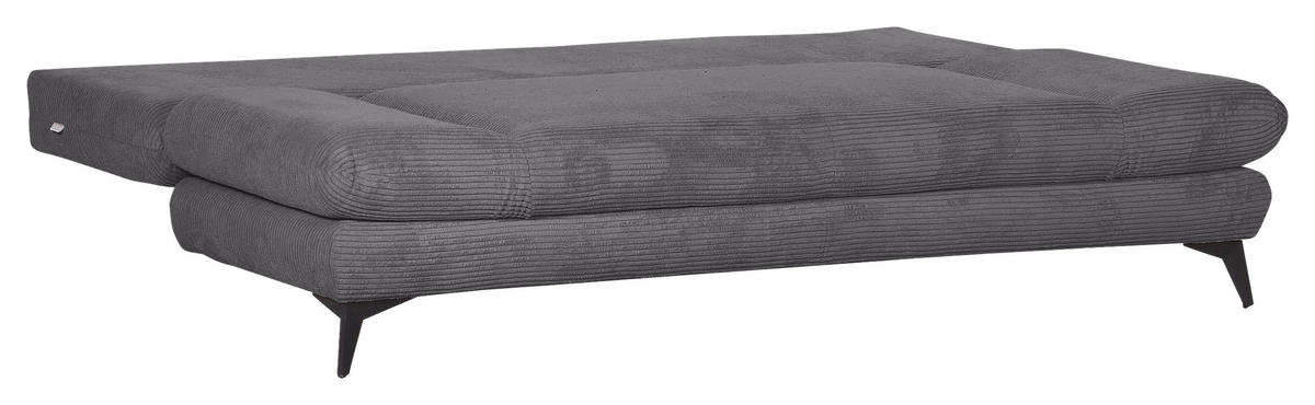 SCHLAFSOFA Cord Dunkelgrau  - Dunkelgrau/Schwarz, KONVENTIONELL, Textil/Metall (200/78/95cm) - home24
