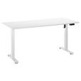 SCHREIBTISCH 137/68/71,5-120 cm Weiß elektrisch höhenverstellbar  - Weiß, MODERN, Holzwerkstoff/Metall (137/68/71,5-120cm) - Carryhome