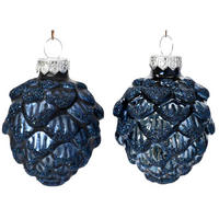 ORNAMENTE BRAD DE CRĂCIUN - albastru, Basics, sticlă (5,00/5,00/7,00cm) - X-Mas