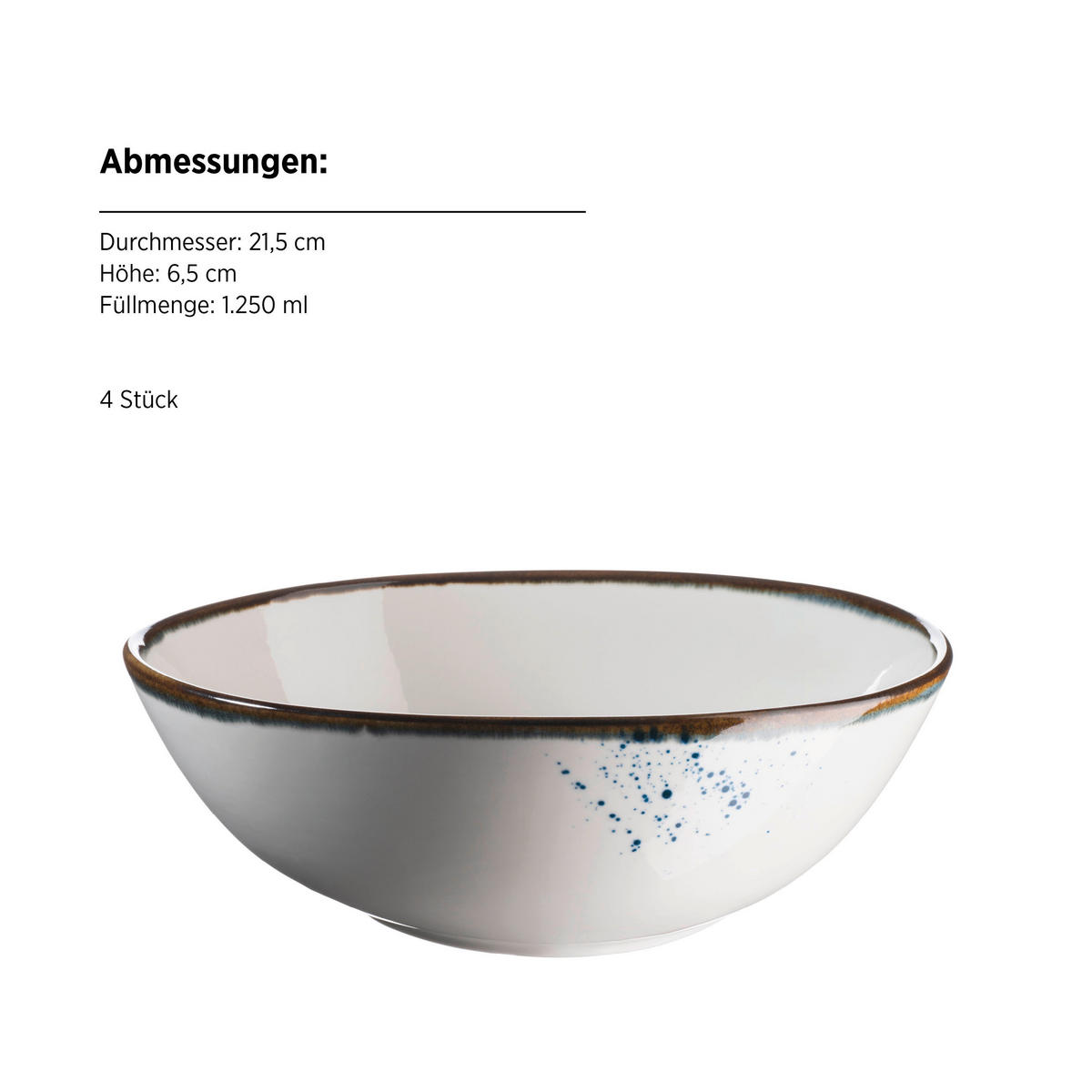 SCHÜSSELSET 4-teilig  - Blau/Weiß, Basics, Keramik - Mäser