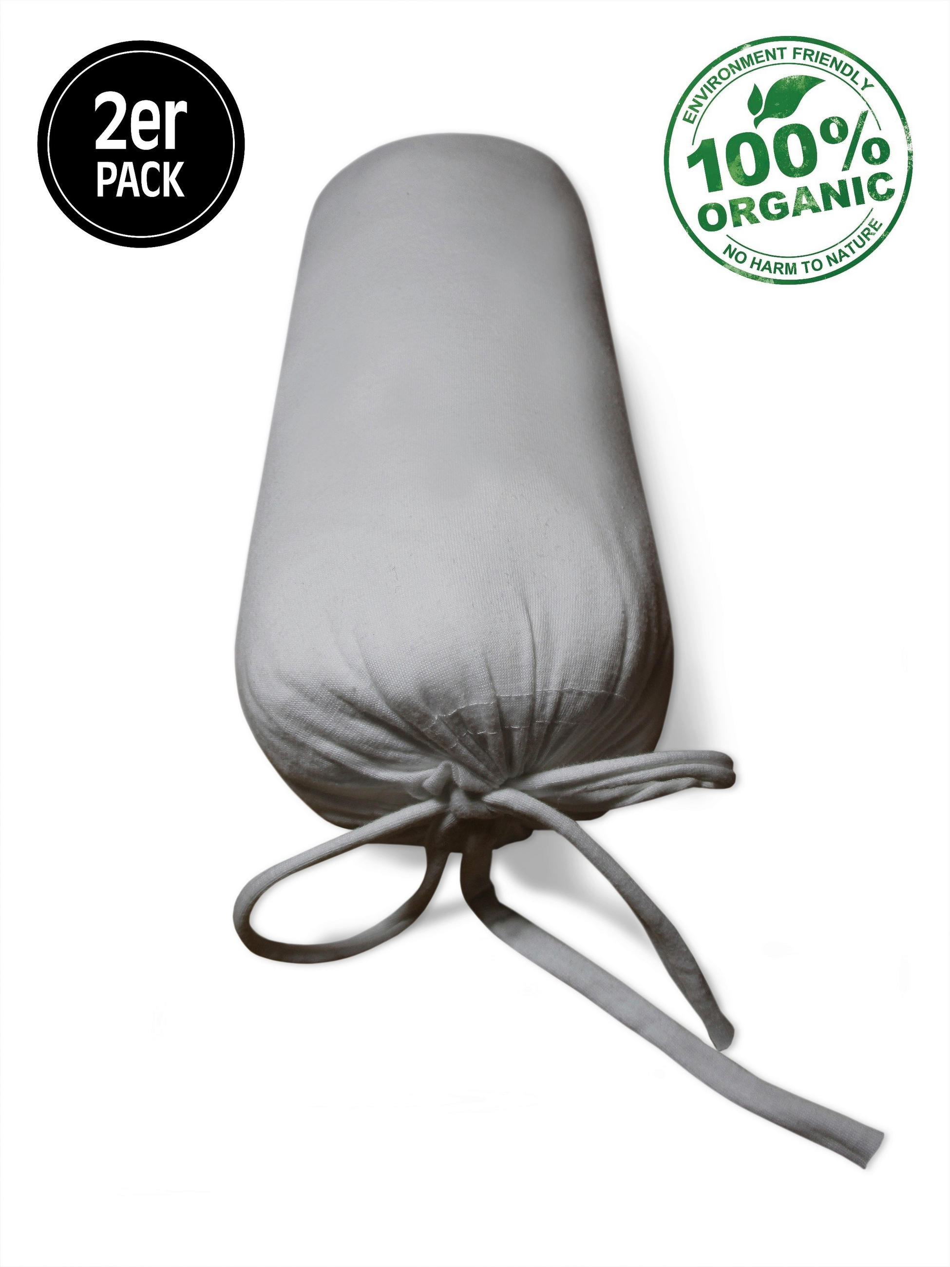 Thumbnail - Spannbetttuch 2ER Pack, Hellgrau, Textil, 90x200 cm, Gots, Oeko-Tex® Standard 100, bügelfrei, weich und anschmiegsam, fo...