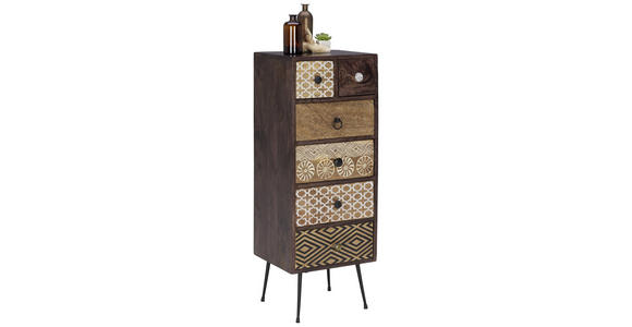 KOMMODE in 40/108/35 cm - Dunkelbraun/Multicolor, LIFESTYLE, Holz/Metall (40/108/35cm) - Landscape