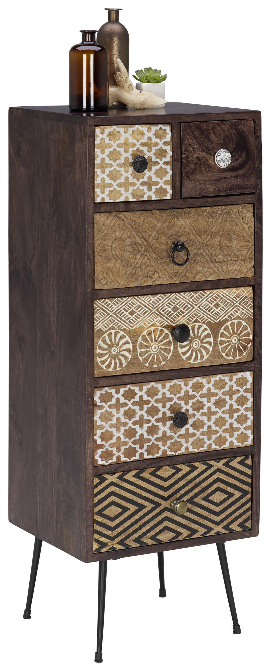 KOMMODE  in 40/108/35 cm  - Dunkelbraun/Multicolor, LIFESTYLE, Holz/Metall (40/108/35cm) - Landscape