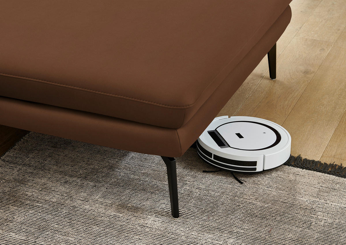 ECKSOFA in Echtleder Hellbraun  - Hellbraun/Schwarz, Design, Leder/Metall (310/180cm) - Dieter Knoll