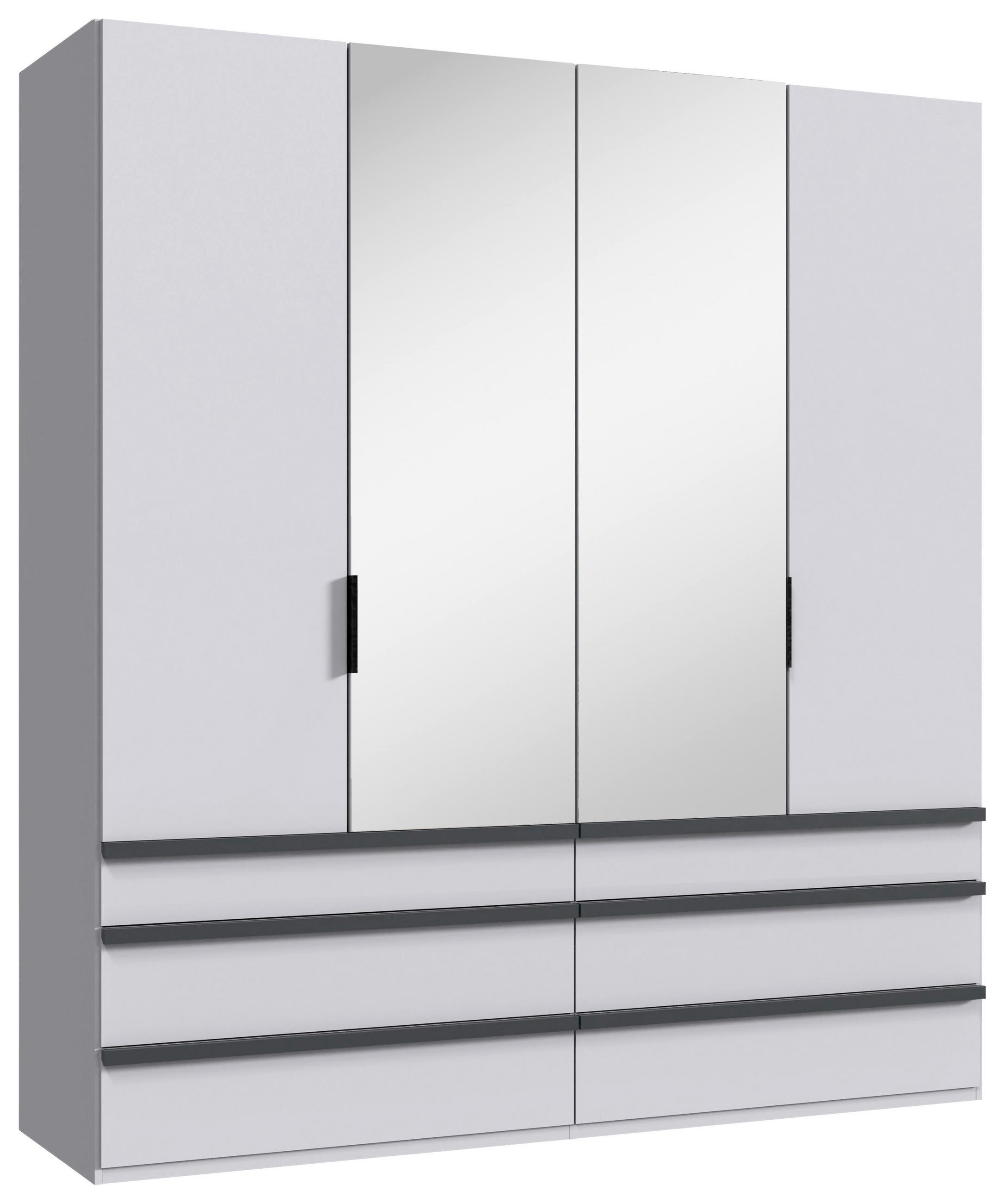 FALTTÜRENSCHRANK Weiss  - Weiss/Schwarz, Design, Glas/Holzwerkstoff (200/216/58cm) - Boxxx