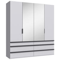 Dulap Cu Uși Pliabile, 200/216/58 cm, alb - alb/negru, Design, sticlă/material pe bază de lemn (200/216/58cm) - Boxxx