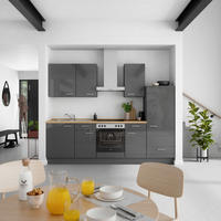 KÜCHENBLOCK Flash 270 cm  in Eichefarben, Schieferfarben  - Schieferfarben/Edelstahlfarben, MODERN, Holzwerkstoff/Metall (270cm) - Nobilia