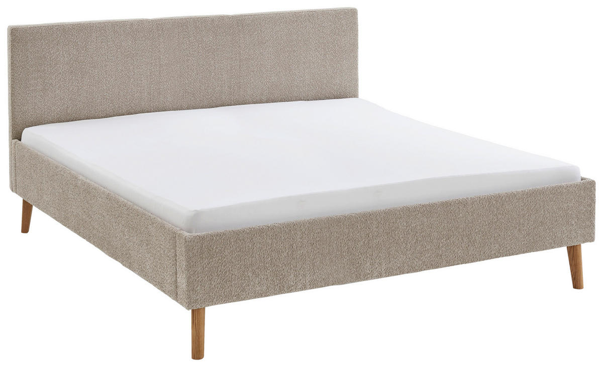 POLSTERBETT Taupe 180/200 cm  - Taupe/Eichefarben, Basics, Holz/Textil (180/200cm) - Boxxx