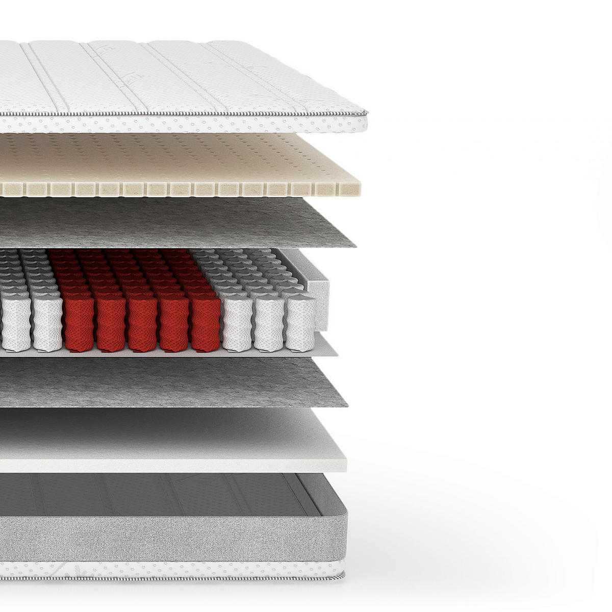 TASCHENFEDERKERNMATRATZE Deep H3/H4, 140/200 cm, Höhe ca.: 20 cm, H3 + H4 = fest + sehr fest, 7-Zonen - Weiß, Basics, Textil (140/200cm) - Livetastic