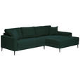 ECKSOFA Dunkelgrün Cord  - Dunkelgrün/Schwarz, KONVENTIONELL, Textil/Metall (276/173cm) - Carryhome