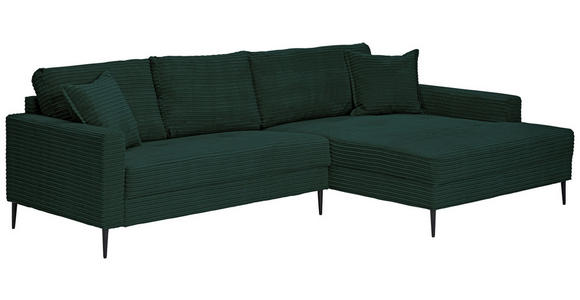 ECKSOFA Dunkelgrün Cord - Dunkelgrün/Schwarz, KONVENTIONELL, Textil/Metall (276/173cm) - Carryhome