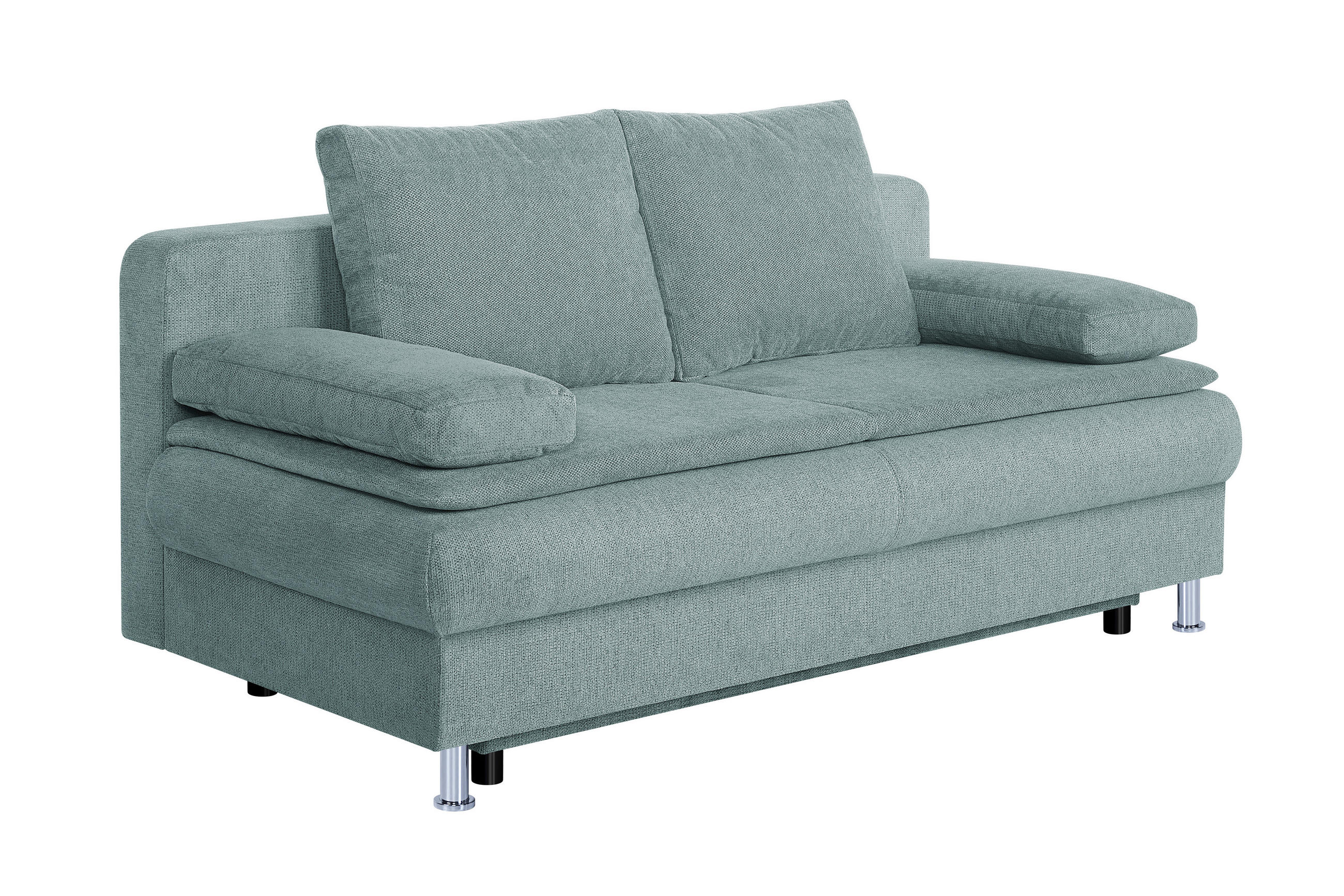 P & B ROZKLÁDACÍ POHOVKA, textil, kompozitní dřevo, modrošedá