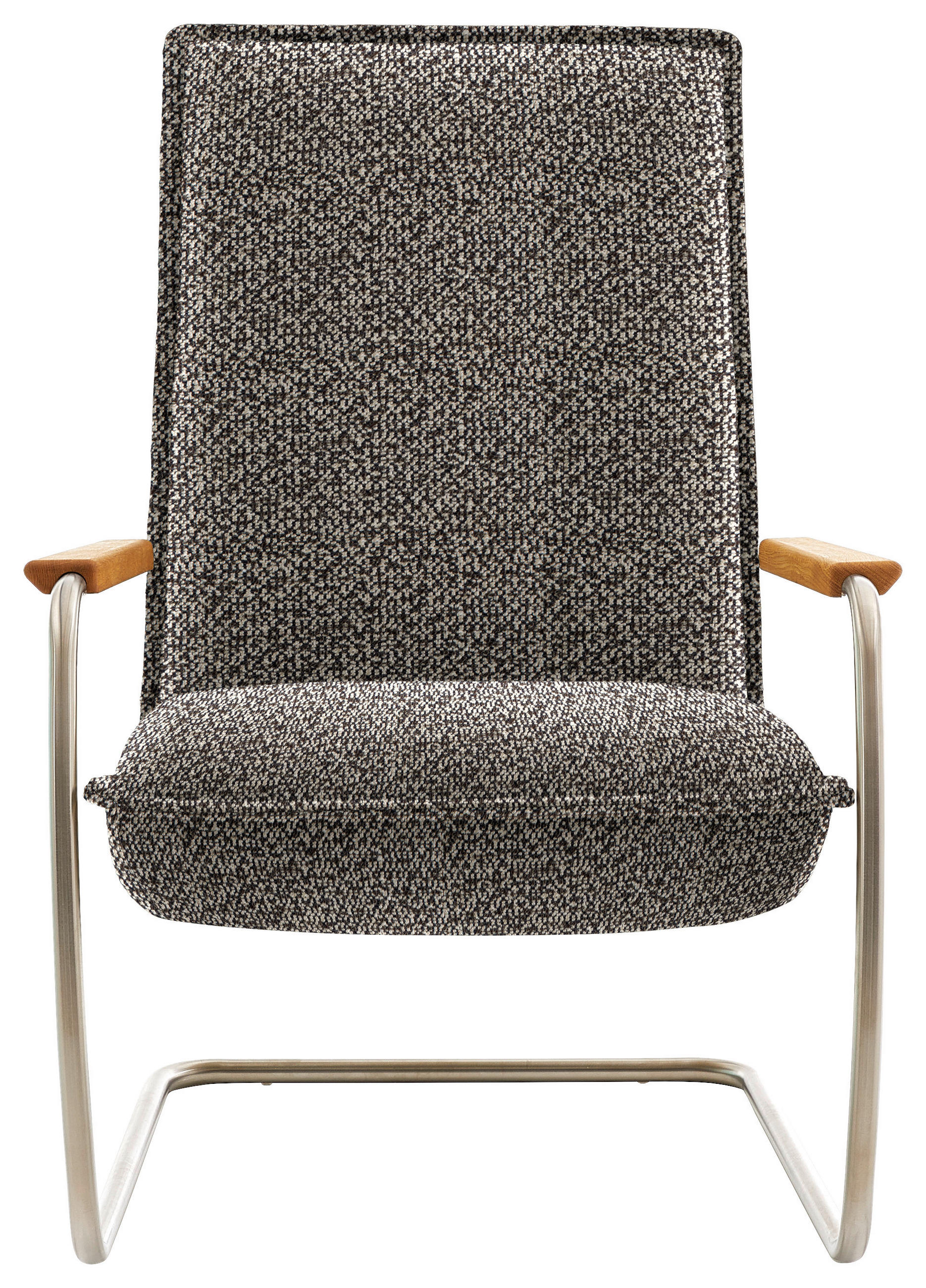 SESSEL in Flachgewebe Dunkelbraun  - Edelstahlfarben/Eichefarben, Design, Holz/Textil (76/105/87cm) - Livetastic