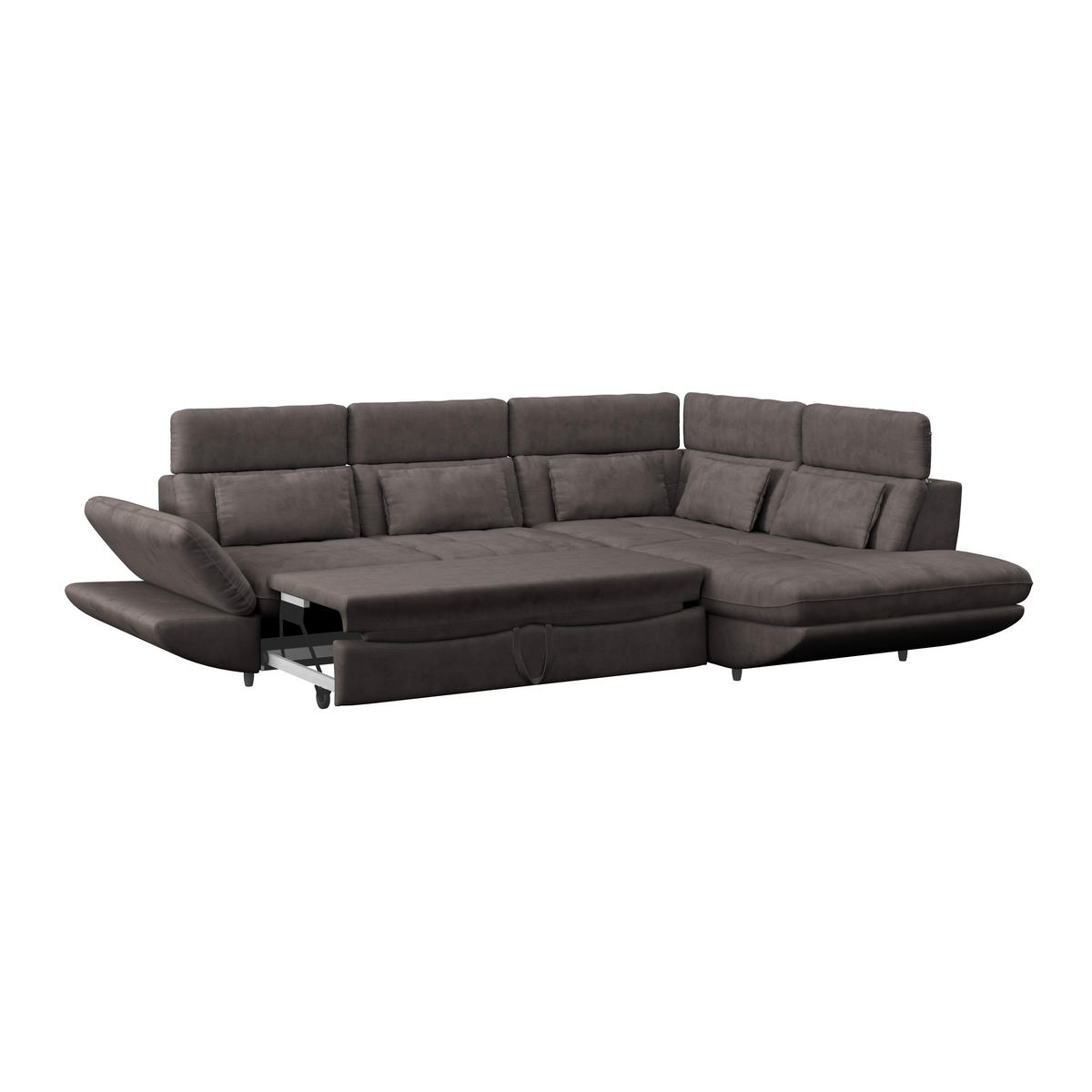 WOHNLANDSCHAFT in Webstoff Dunkelbraun  - Dunkelbraun/Schwarz, Modern, Kunststoff/Textil (233/311cm) - MID.YOU