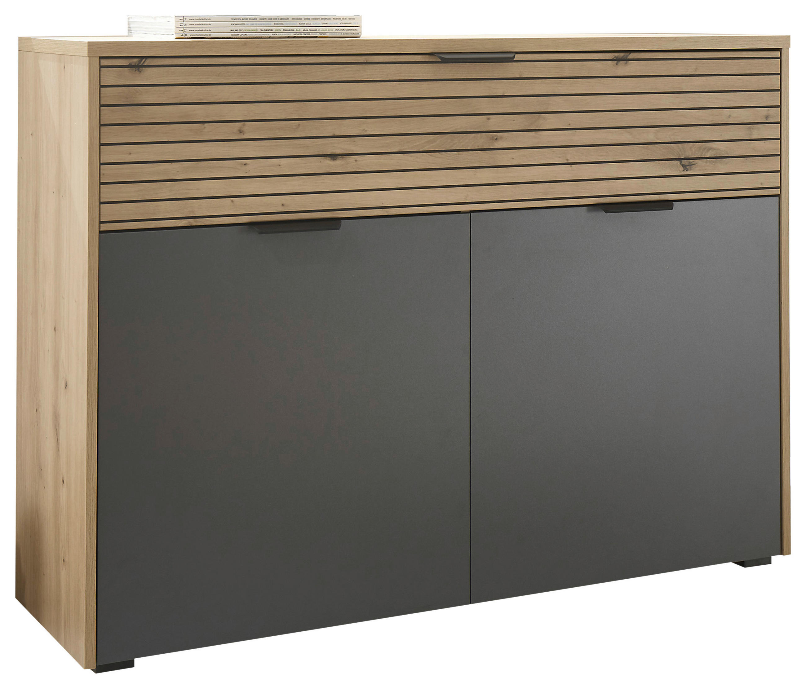 SIDEBOARD 125/92/38 cm  in Graphitfarben, Eiche Artisan  - Schwarz/Graphitfarben, Konventionell, Holzwerkstoff/Kunststoff (125/92/38cm) - Ti'me