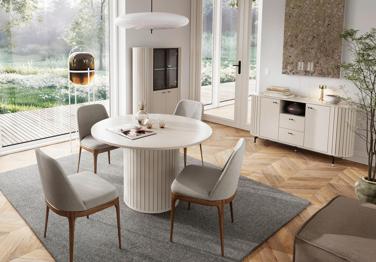 VITRINE  in Schwarz, Goldfarben, Kaschmir  - Kaschmir/Goldfarben, MODERN, Glas/Holzwerkstoff (112,3/155/40cm) - home24