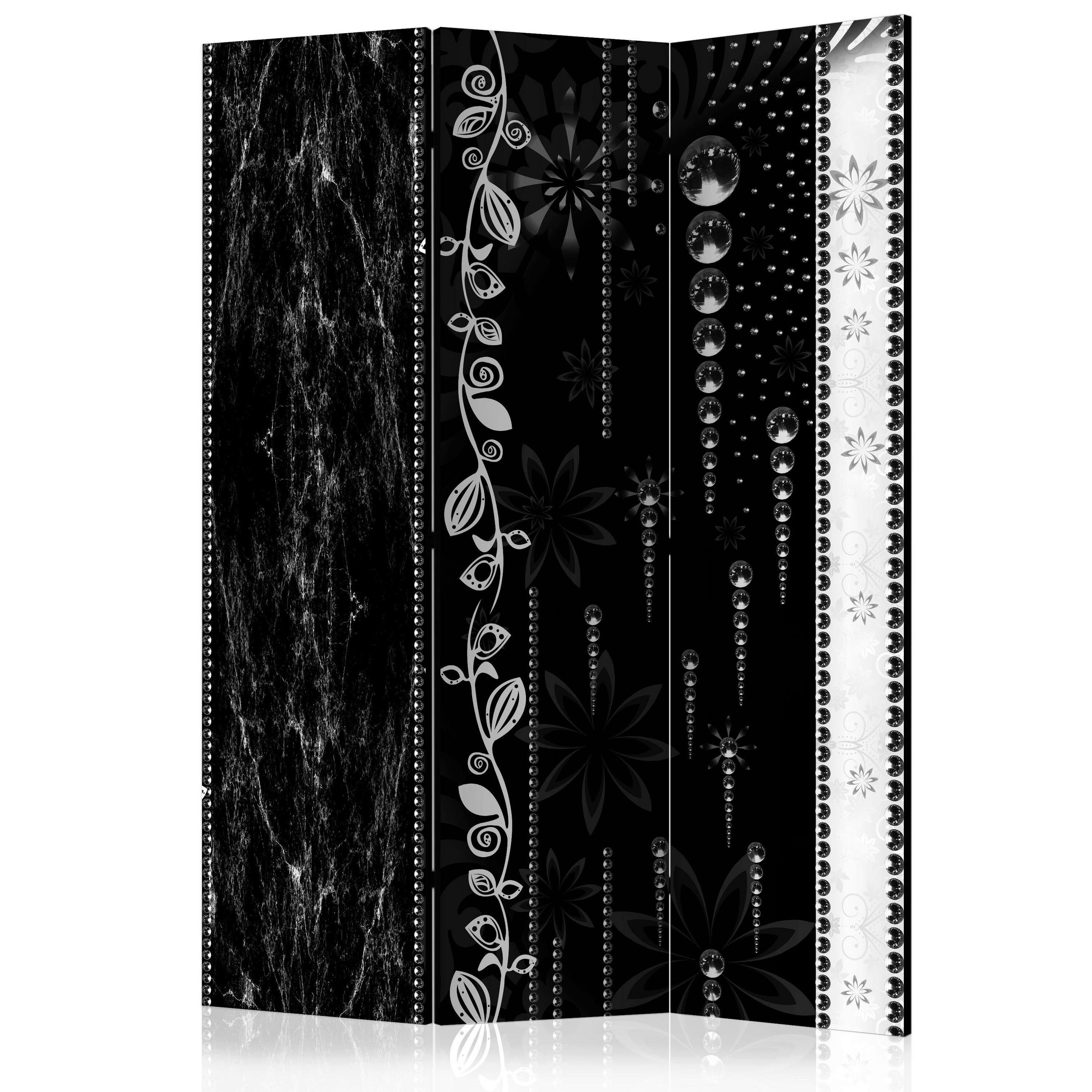 SKÄRMVÄGG  i trä, textil  svart, vit  - vit/svart, Basics, trä/textil (135/172/3cm) - artgeist