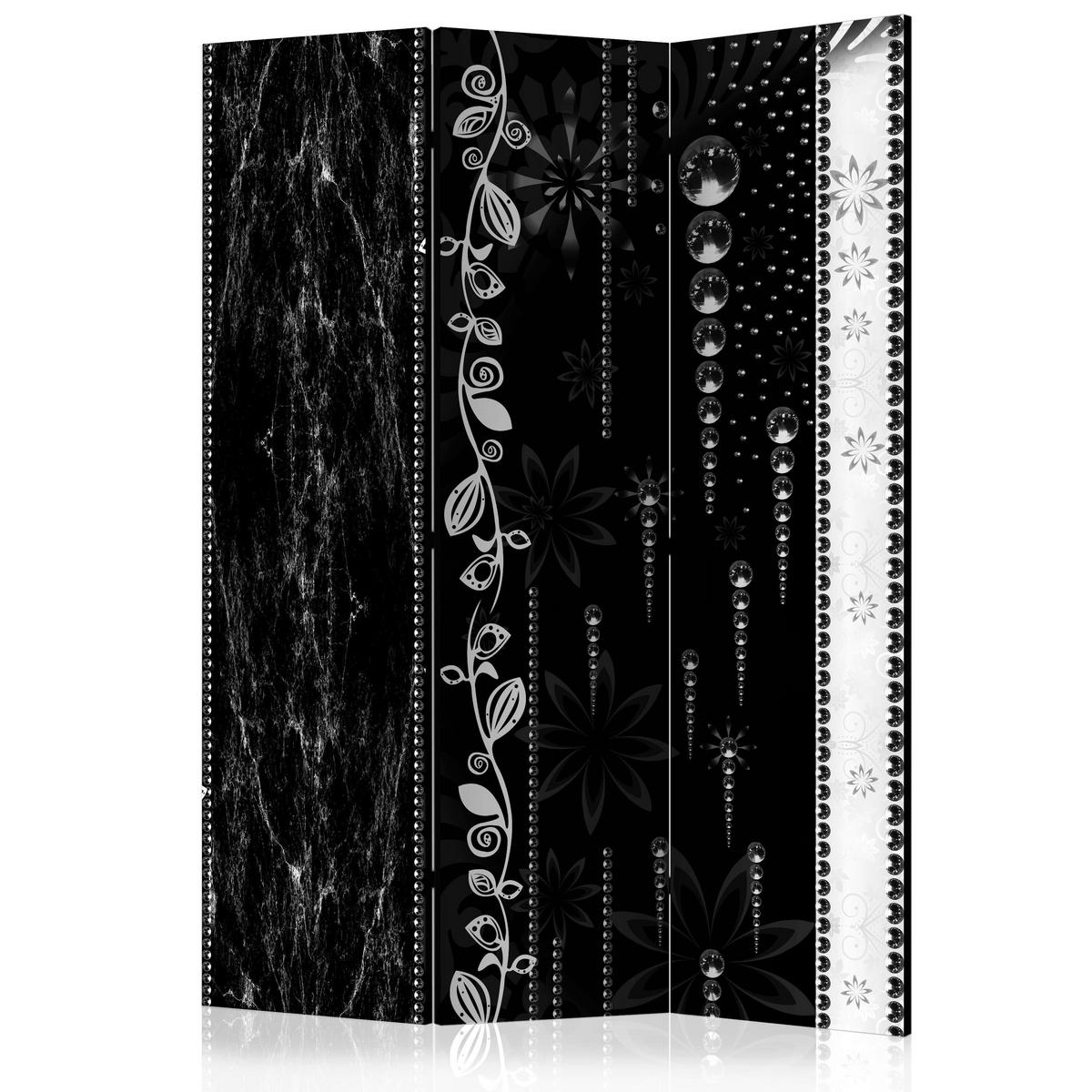 SKÄRMVÄGG  i trä, textil  svart, vit  - vit/svart, Basics, trä/textil (135/172/3cm) - artgeist
